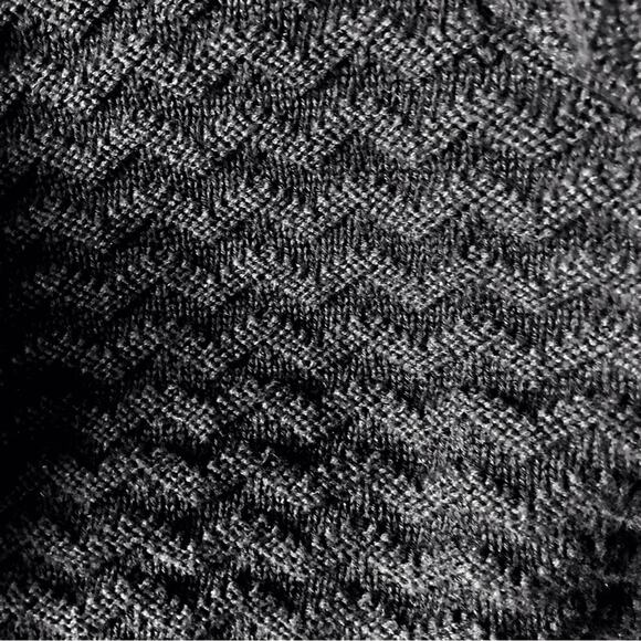 Chico’s Size Medium(8) Black Chevron Textured Knit Cardigan-Lace & Leopard Trim - Picture 10 of 14